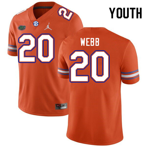 Youth #20 Treyaun Webb Florida Gators College Football Jerseys Stitched-Orange